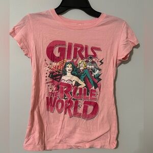Women's Y2K Pink Superhero Graphic Baby Tee